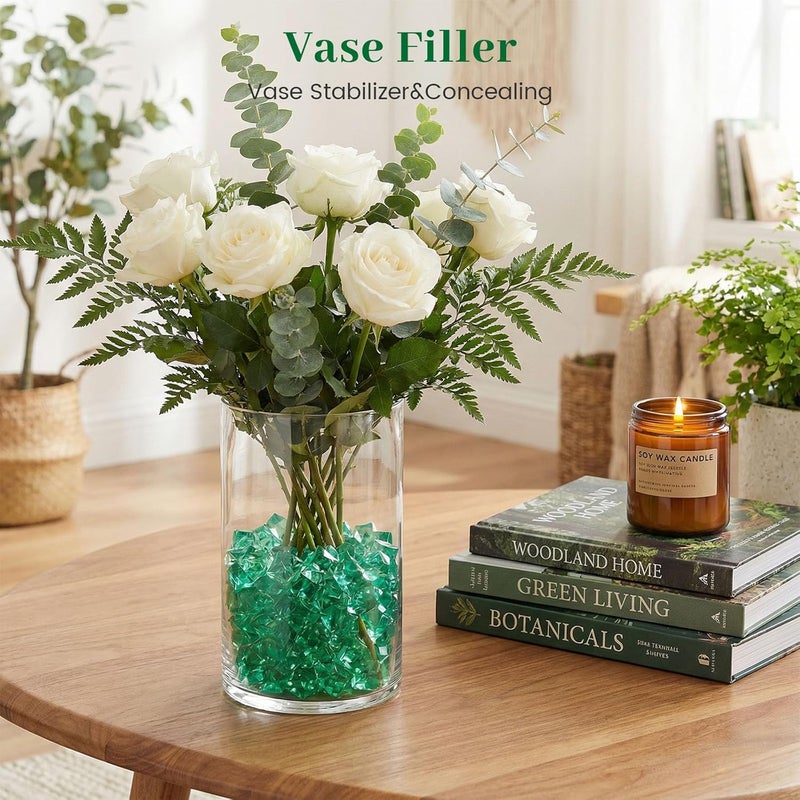 DomeStar 150PCS Fake Ice, Vase Fillers Green Acrylic Fake Diamonds Plastic Gems for Fish Tank Table Scatter Decoration - Image 3