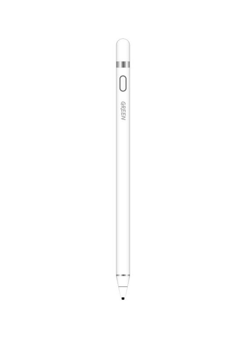 GREEN LION - Universal Touch Pen / Smooth Moving / Micro Rapid Re-charge / Sensitive to Pressure / Durable Tip / Android/Apple/iPhone/Tablet/PC Compatible / Long Hours Working time / Intelligent Power Saving - White - Image 1