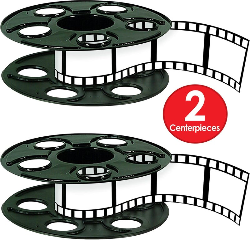 Beistle بستيل بكرة الفيلم مع مركزات شريط الفيلم 2 عددي بلاستيك رقيق 3D بكرة سينما مع شرائط فيلم بطول 15 قدم زينة حفلات هوليوود قابلة للتخصيص لفعاليات السجادة الحمراء 9 - Image 2