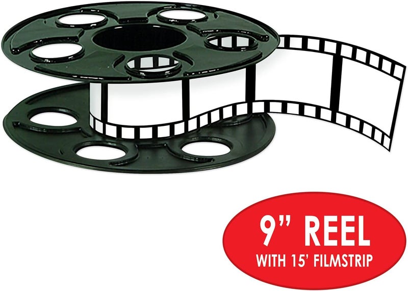 Beistle بستيل بكرة الفيلم مع مركزات شريط الفيلم 2 عددي بلاستيك رقيق 3D بكرة سينما مع شرائط فيلم بطول 15 قدم زينة حفلات هوليوود قابلة للتخصيص لفعاليات السجادة الحمراء 9 - Image 3