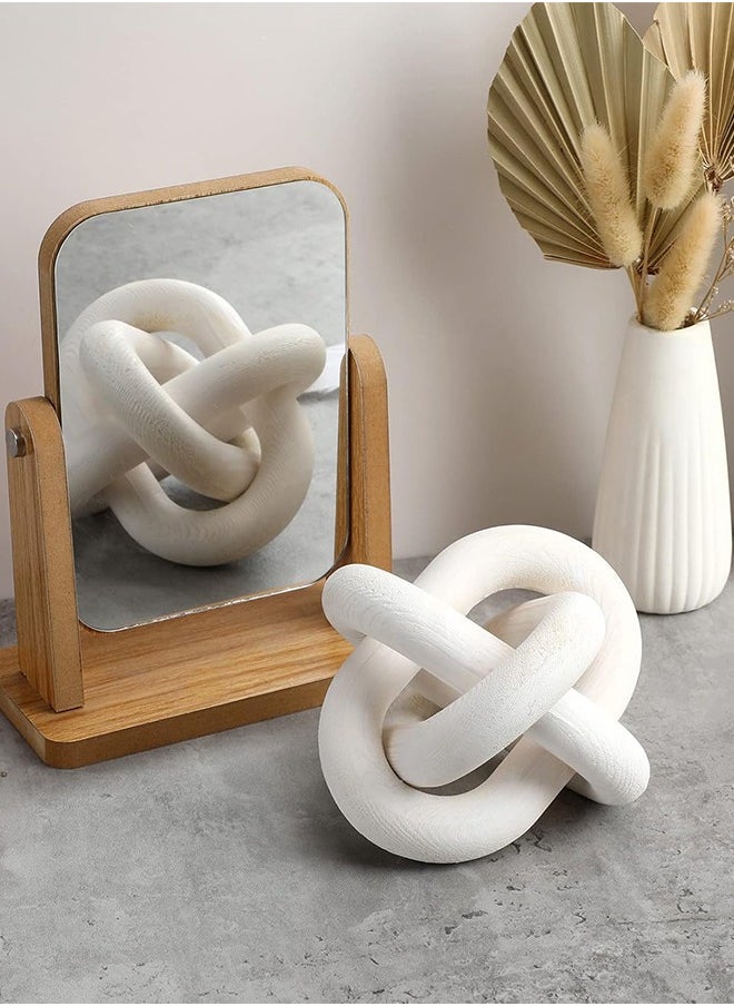 RATSAW Wood Chain Link Decor 3 Link Wood Knot Hand Carved Coffee Table Decor Home Living Room Bedroom Decoration White  - Image 2