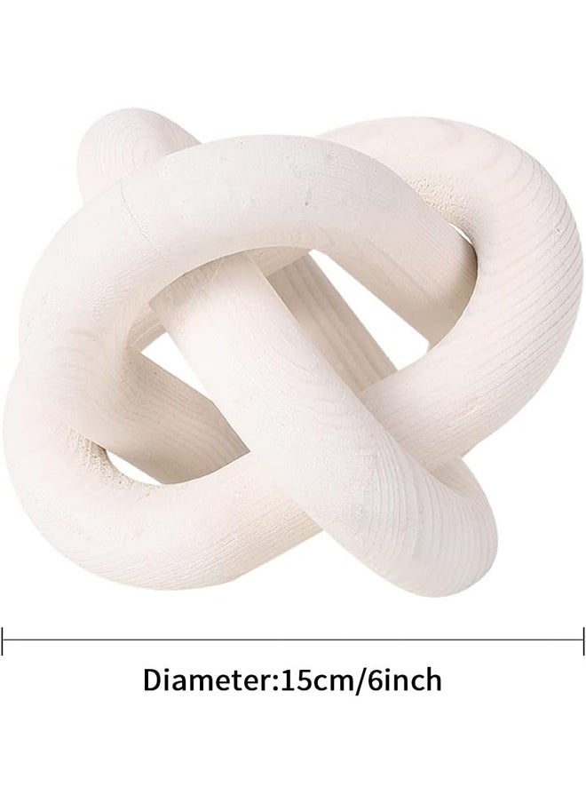 RATSAW Wood Chain Link Decor 3 Link Wood Knot Hand Carved Coffee Table Decor Home Living Room Bedroom Decoration White  - Image 3