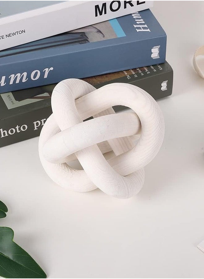 RATSAW Wood Chain Link Decor 3 Link Wood Knot Hand Carved Coffee Table Decor Home Living Room Bedroom Decoration White  - Image 5