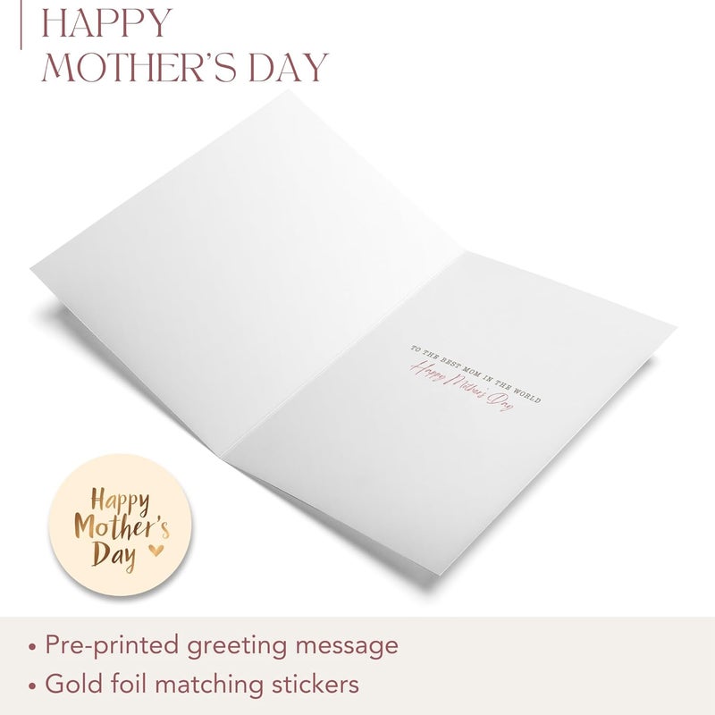 Paper Play Watercolor Flower Bouquet Mother's Day Card - Mixed Floral Design Happy Mother's Day Card for Mom, 5"x7" Foldable - Image 3