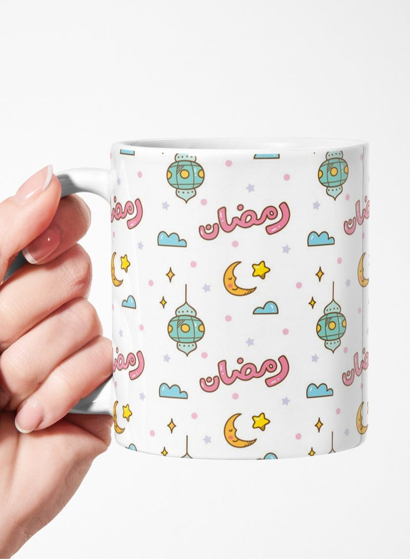 كوب رمضان مج من السيراميك للشاي والقهوة بمقبض