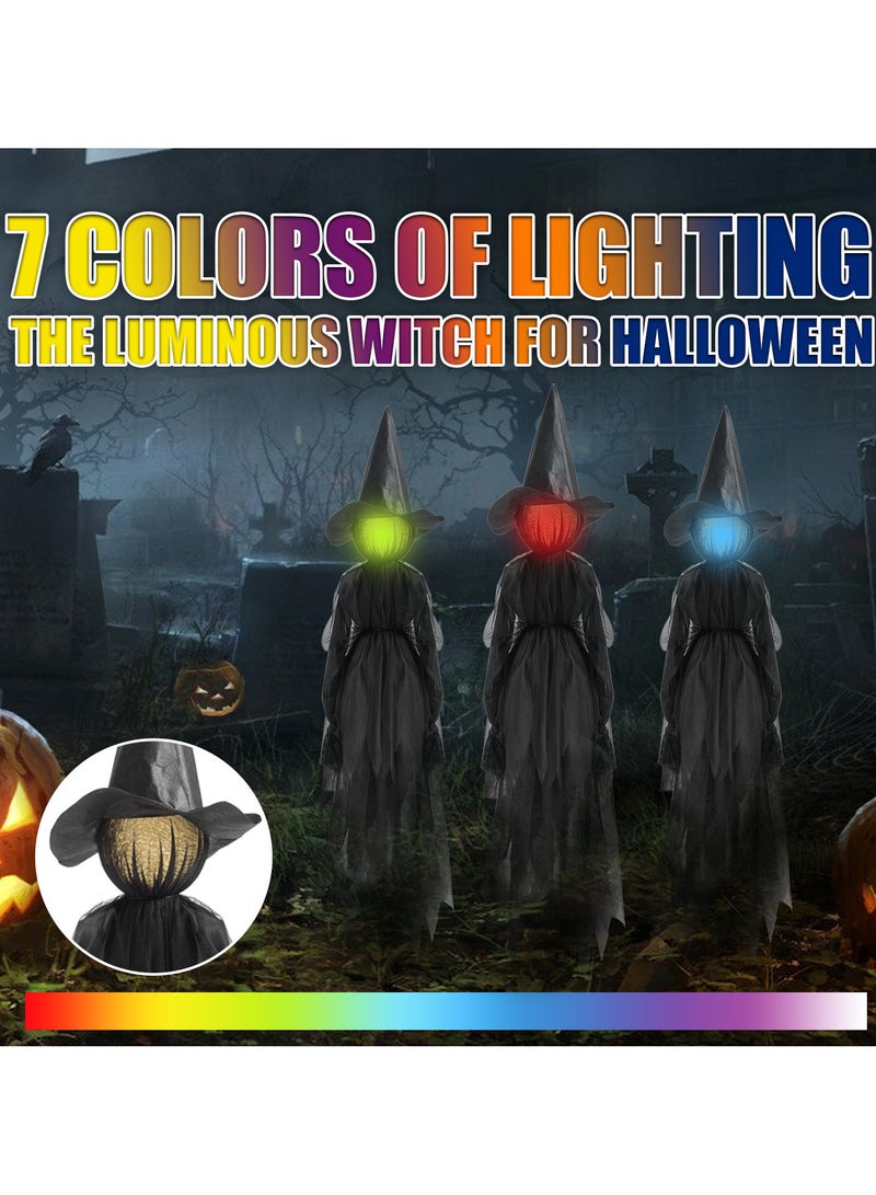 AUTOYSUR Holiday Decorations Outdoor, Life-Size Screaming Lights Up Witches with Stakes, Holding Hands Witches Outdoor for Outside Home Garden Lawn Yard Party (1Pcs) - Image 5