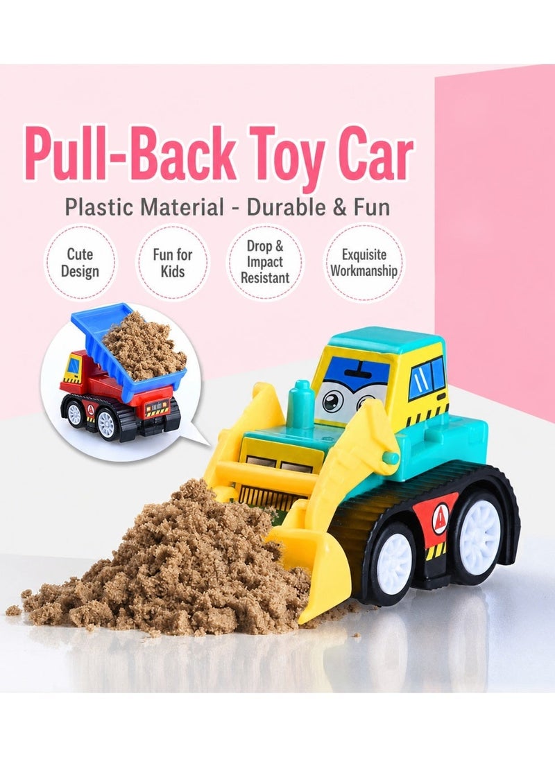 14pcs Random Color Pull-Back Cars, Small Inertia Engineering Vehicles, Cartoon Sticker Assembly Construction Vehicles, Fire Trucks, Best Birthday Party Gift, Christmas Gift - Image 4