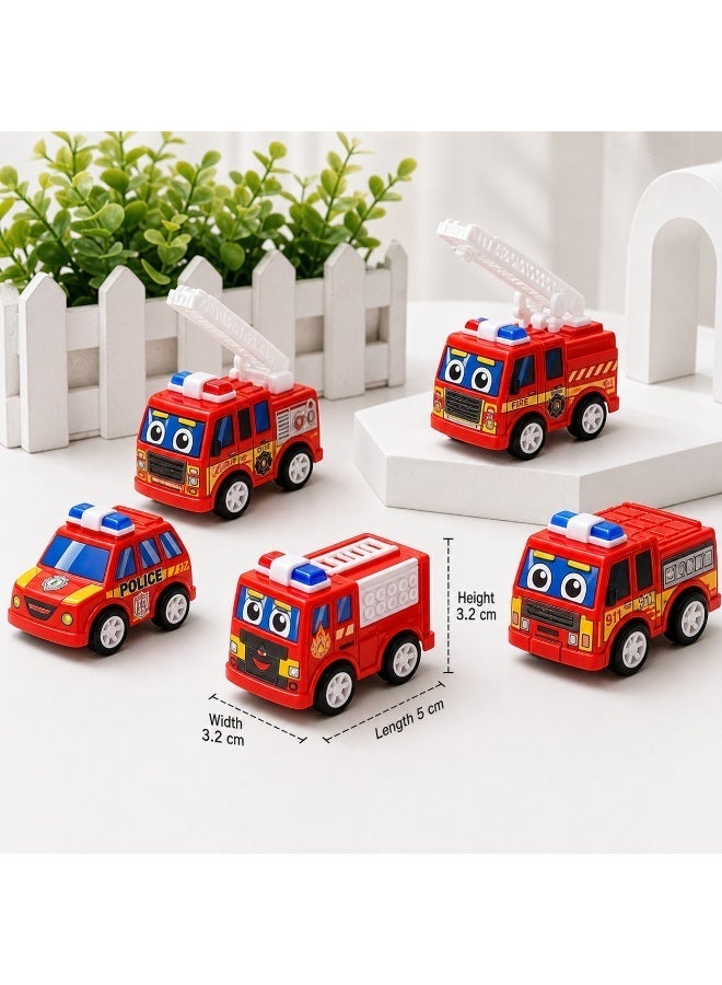 14pcs Random Color Pull-Back Cars, Small Inertia Engineering Vehicles, Cartoon Sticker Assembly Construction Vehicles, Fire Trucks, Best Birthday Party Gift, Christmas Gift - Image 3