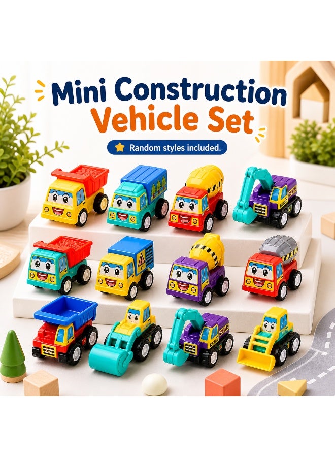 14pcs Random Color Pull-Back Cars, Small Inertia Engineering Vehicles, Cartoon Sticker Assembly Construction Vehicles, Fire Trucks, Best Birthday Party Gift, Christmas Gift - Image 5