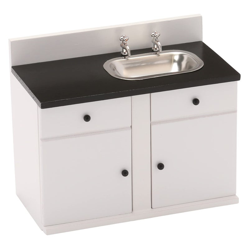 Inusitus Dollhouse Kitchen Sink Cabinet Mini White Countertop 112 Scale Furniture for 6 Inch Dolls - Image 3