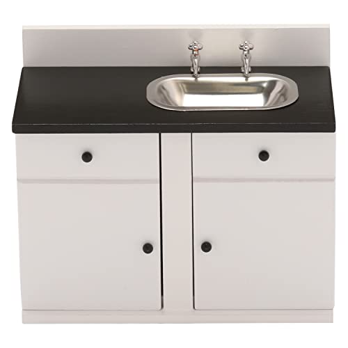 Inusitus Dollhouse Kitchen Sink Cabinet Mini White Countertop 112 Scale Furniture for 6 Inch Dolls - Image 5