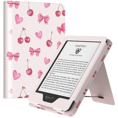 MoKo Case for 6" All-New eBook(11th Generation-2024/2022), Lightweight Shell Cover with Hand Strap Auto Wake/Sleep for E-Reader 11th Gen. 2024, Not fit Kobo Aura 2/Remarkable, Cherry Bow - Image 1