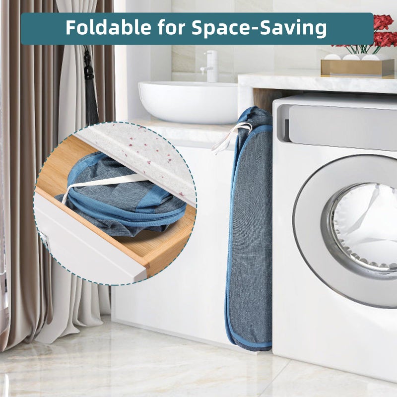 BATTOO Collapsible Laundry Baskets, Tear Proof Pop Up Laundry Hamper with Dual Handles, Durable Foldable Laundry Basket, Easy to Carry Laundry Hamper for Home, Laundry Room, Bedroom, Dorm, Travel Blue - Image 3