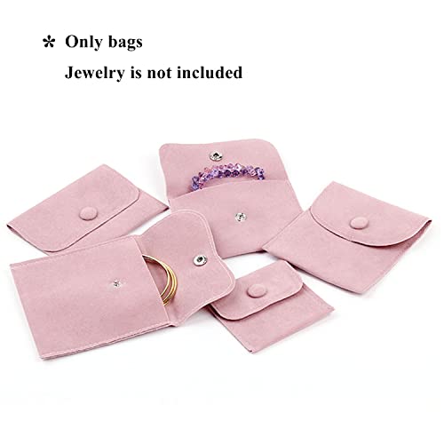 Hsiwto Pack of 10 Velvet Jewelry Pouch Storage Bags Portable Jewelry Gift Bag With Snap Button, Large Pink - Image 5