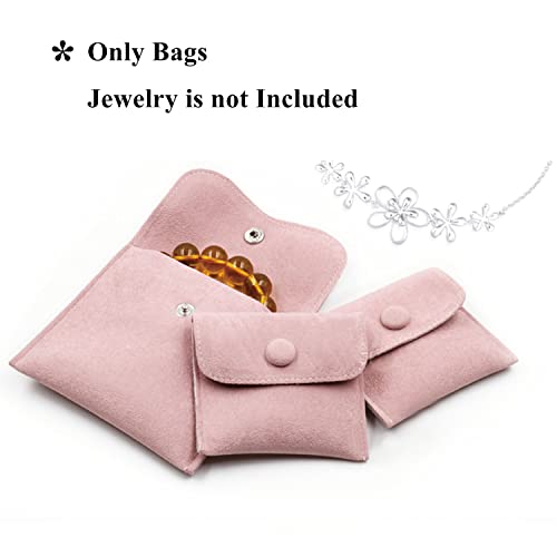 Hsiwto Pack of 10 Velvet Jewelry Pouch Storage Bags Portable Jewelry Gift Bag With Snap Button, Large Pink - Image 4
