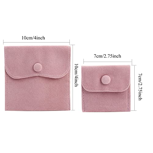Hsiwto Pack of 10 Velvet Jewelry Pouch Storage Bags Portable Jewelry Gift Bag With Snap Button, Large Pink - Image 2