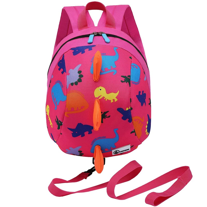 DB Dinosaur Toddler Mini Backpack with Leash, Children Kids Baby Harness Bookbag (Rose Pink) - Image 1