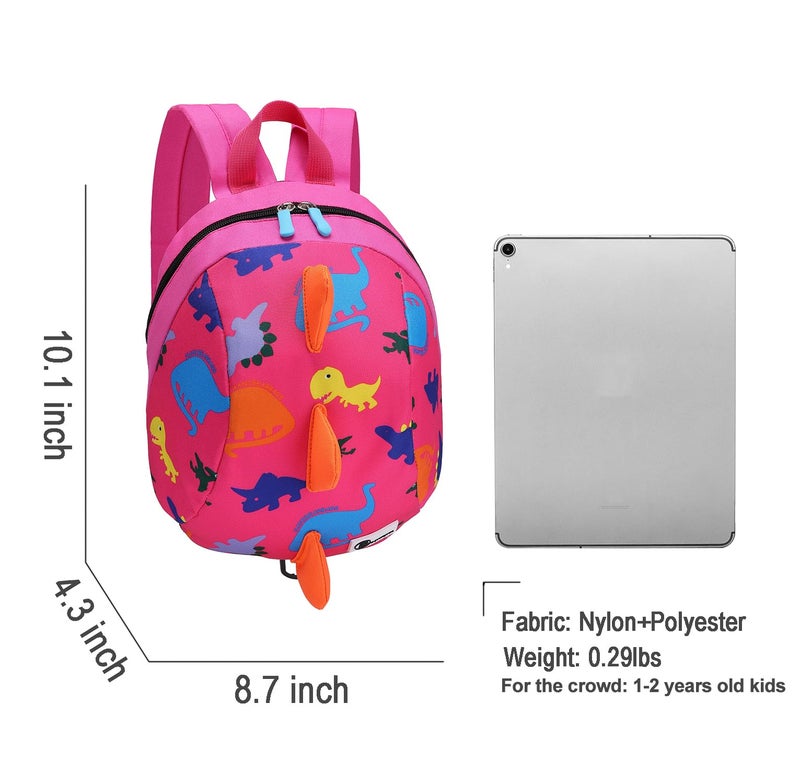 DB Dinosaur Toddler Mini Backpack with Leash, Children Kids Baby Harness Bookbag (Rose Pink) - Image 3