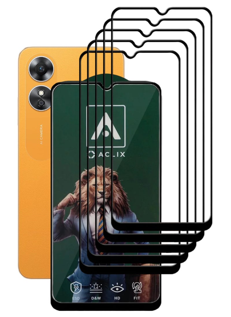 ACLIX 5 Pieces Antistatic ESD Dustproof Premium Quality High Definition Tempered Glass Screen Protector Designed For Oppo A17 - Image 1