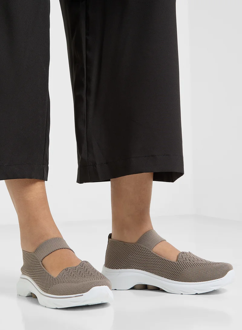 Ginger Breathable  Fly Knit Slip On Shoe With Elastic Strap