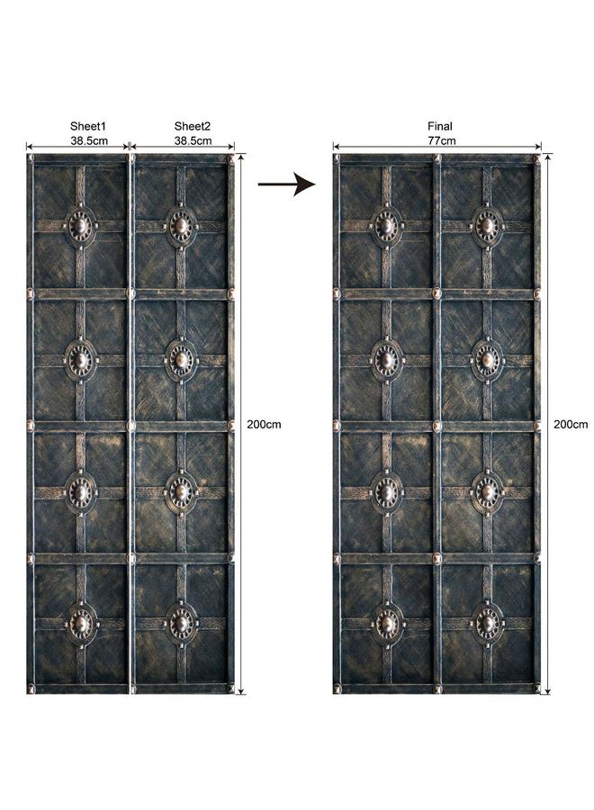 الأزرق جي دبليو 77/90cm3D عالية محاكاة الباب سلسلة ملصقات الباب القابلة للإزالة ، ملصقات الحائط المقاومة للماء ، غرفة النوم ، ملصق PVC ، غرفة المعيشة - Image 1