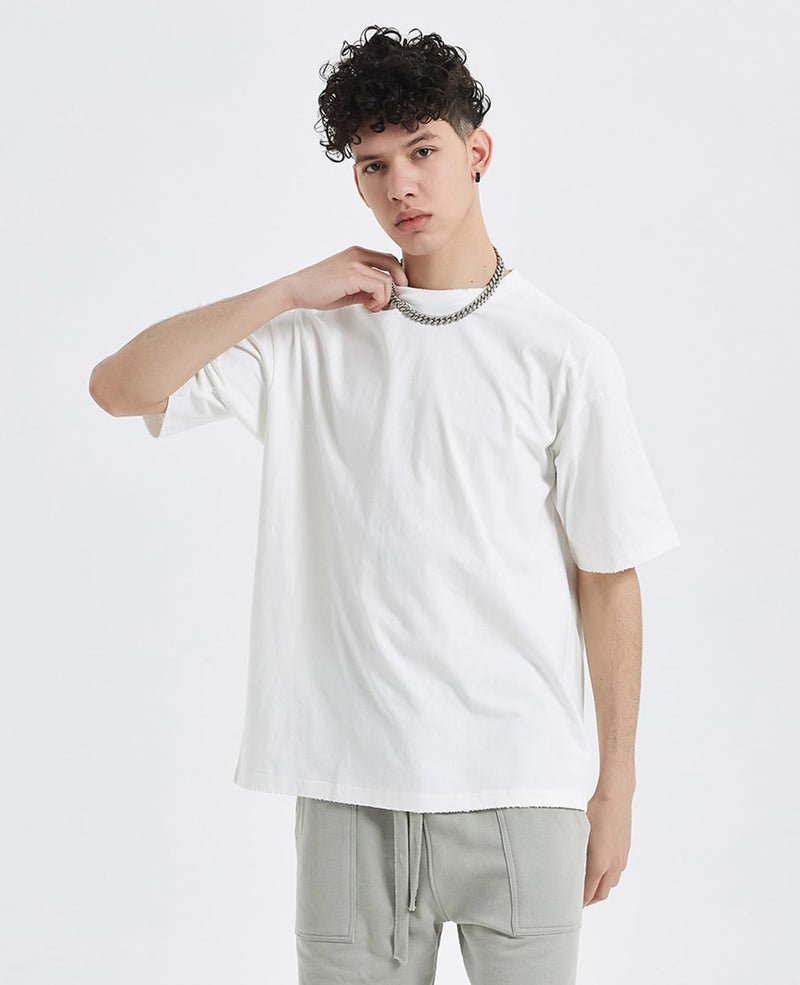 SnowElve Mens Oversized T-Shirts Fashion Loose Fit Crewneck Tshirt Streetwear Heavyweight Short Sleeve Tee Shirt Gym Workout Tops(White,m) - Image 2