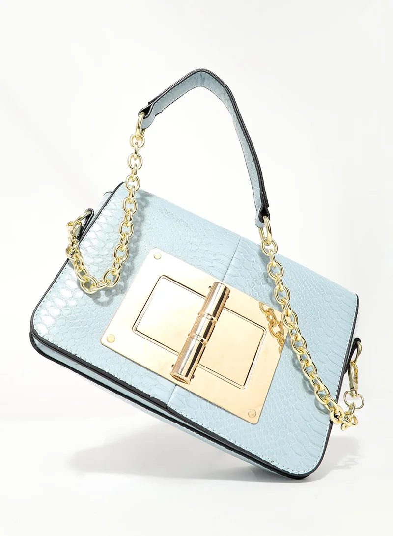 Haute Sauce Hinge Flap Sling Bag - Light Blue