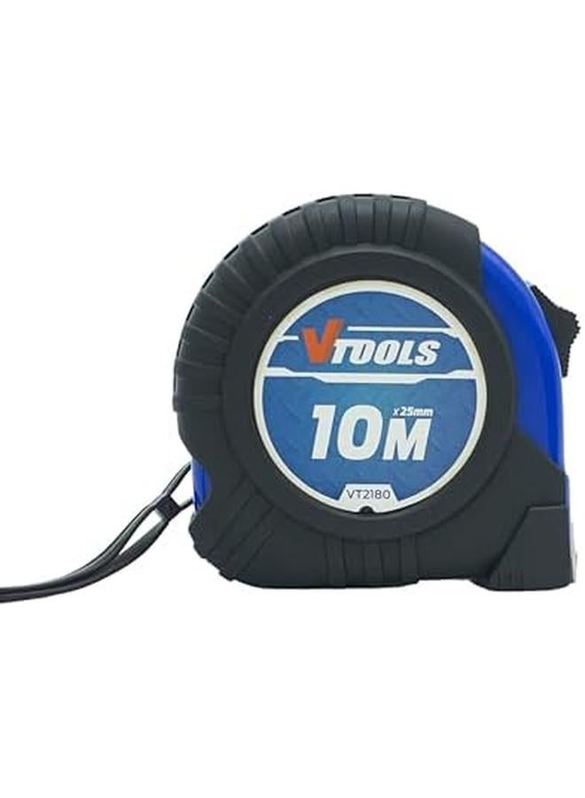 VTOOLS 10M Measuring Tape 1Mm Blade Thickness Self Lock Tape Measure Easy To Read Magnetic Tip Hook And Shock Absorbent Case Vt2180 - Image 2