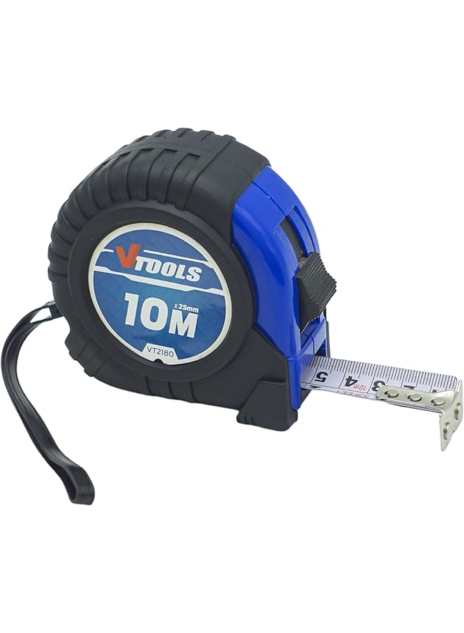 VTOOLS 10M Measuring Tape 1Mm Blade Thickness Self Lock Tape Measure Easy To Read Magnetic Tip Hook And Shock Absorbent Case Vt2180 - Image 1