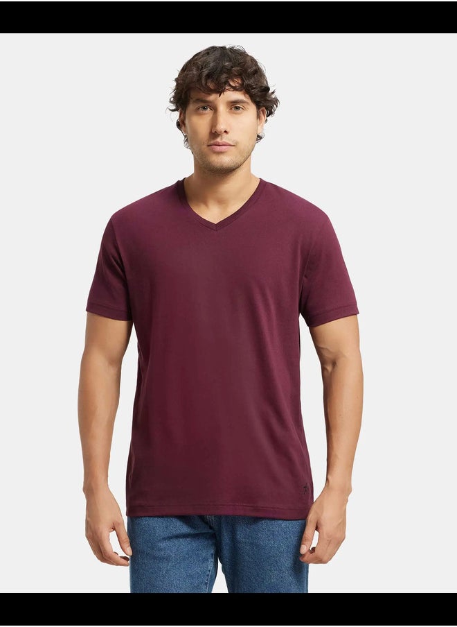 JOCKEY - Jockey 2726 Men's Super Combed Cotton Rich Solid V Neck Half Sleeve T-Shirt - Image 1