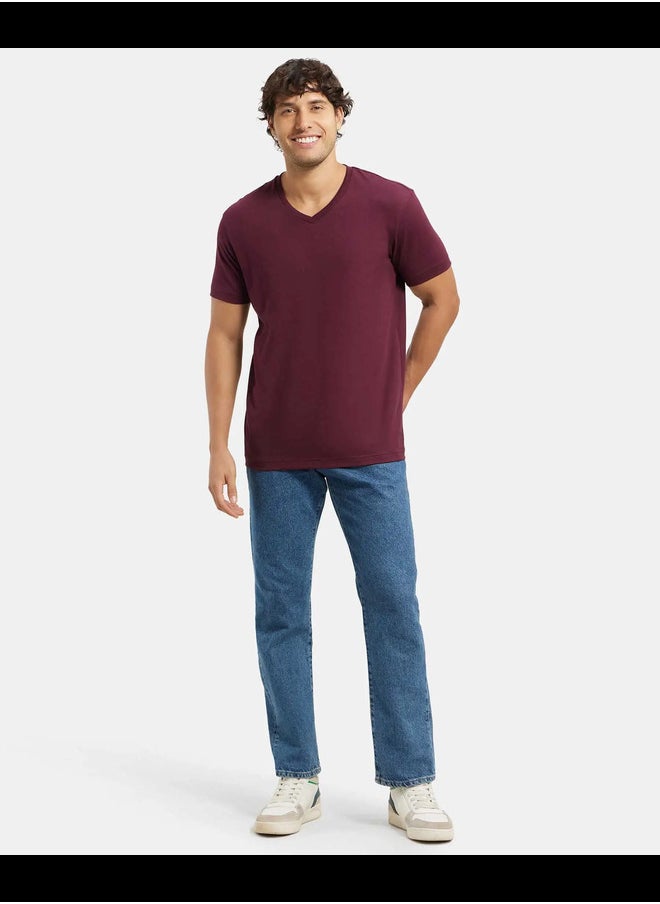 JOCKEY - Jockey 2726 Men's Super Combed Cotton Rich Solid V Neck Half Sleeve T-Shirt - Image 1