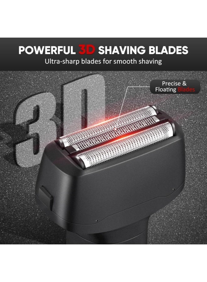Faylor Electric Shaver for Men – 3-Blade Cordless Rechargeable Foil Shaver, IPX6 Waterproof Electric Razor for Face with Pop-Up Trimmer | Lightweight Handheld Design, Travel-Friendly (Black) - Image 2