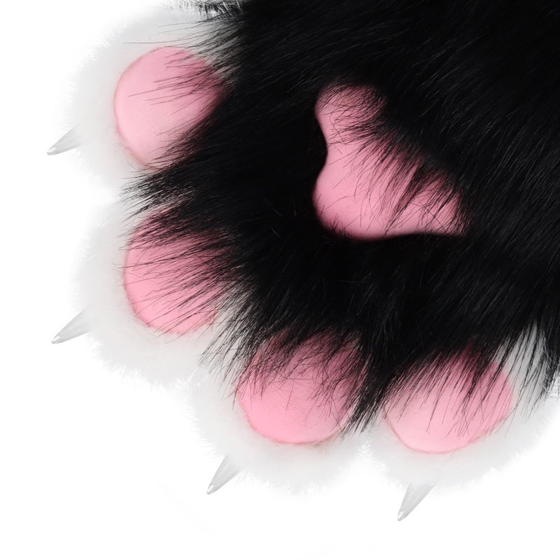 HAOAN Furry Faux Fur Fox Cat Paws Gloves Animal Fursuit Mittens Halloween Christmas Cosplay Costume Props - Image 5