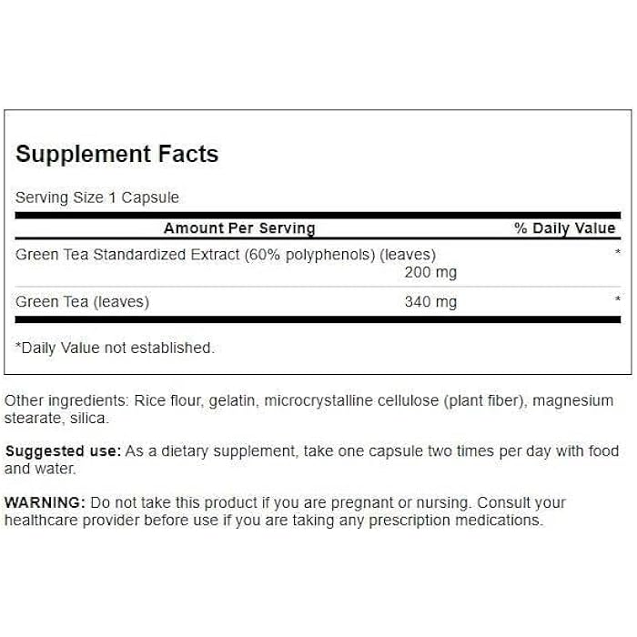 Swanson Green Tea Extract (Standardized) 120 Capsules - Image 2