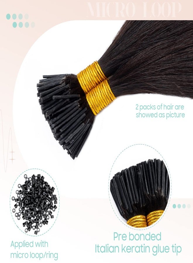 S-noilite I Tip Human Hair Extension for Women Keratin Glue Cold Fusion Stick Tip Remy Human Hair Piece Invisible Glue in Hair Extensions Full Head 100Strands/50g 16"- (#1B Natural Black) - Image 3