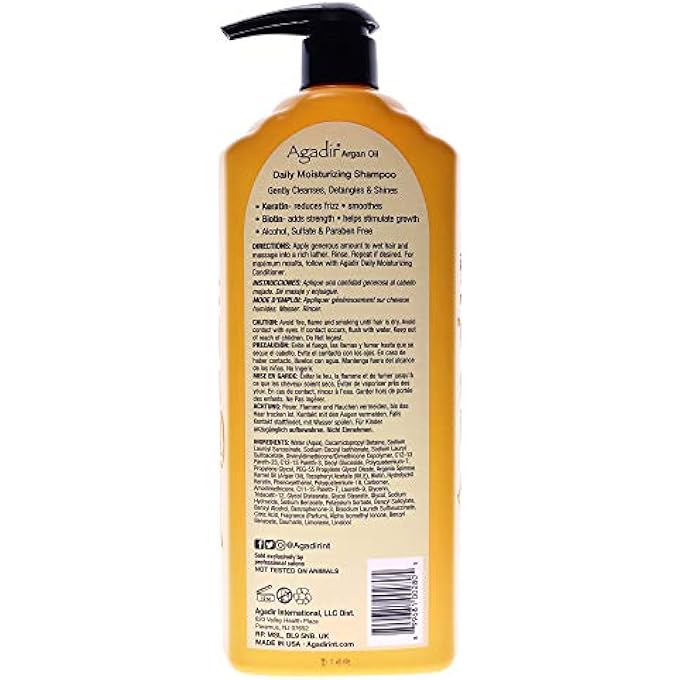 Agadir ARGAN OIL DAILY MOISTURIZING SHAMPOO, 33.8 FL OZ - Image 2