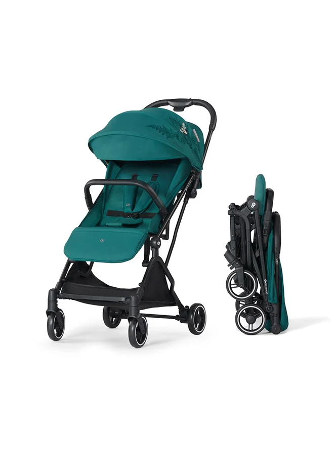 كيندركرافت Spacerowy Nubi Nature Vibes Stroller Green, Lightweight, Compact, One - Click Fold, With Cup Holder And Five - Point Safety Harness