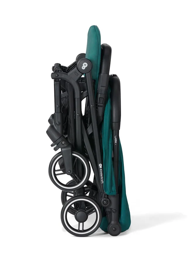 كيندركرافت Spacerowy Nubi Nature Vibes Stroller Green, Lightweight, Compact, One - Click Fold, With Cup Holder And Five - Point Safety Harness