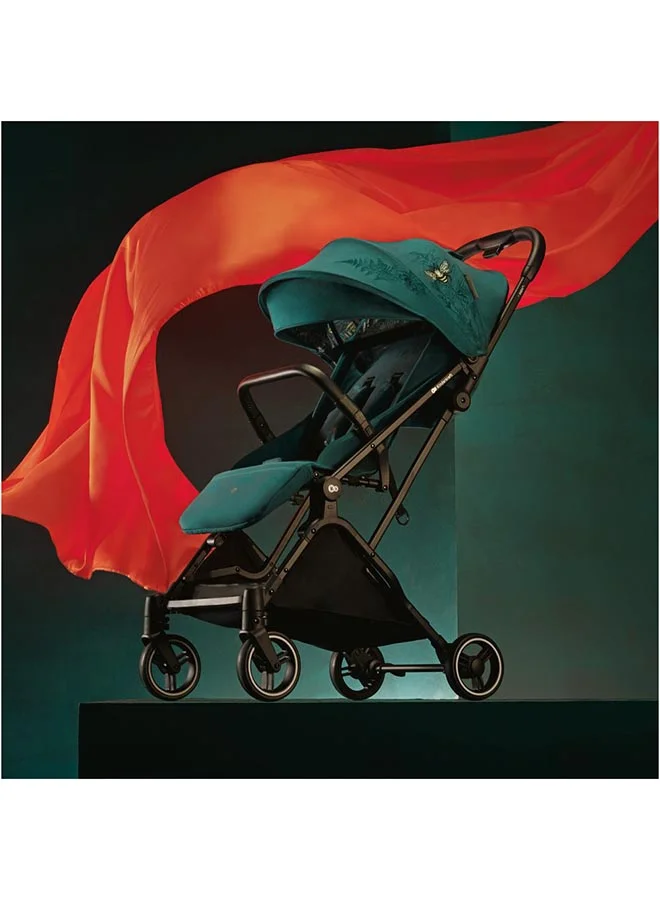 كيندركرافت Spacerowy Nubi Nature Vibes Stroller Green, Lightweight, Compact, One - Click Fold, With Cup Holder And Five - Point Safety Harness