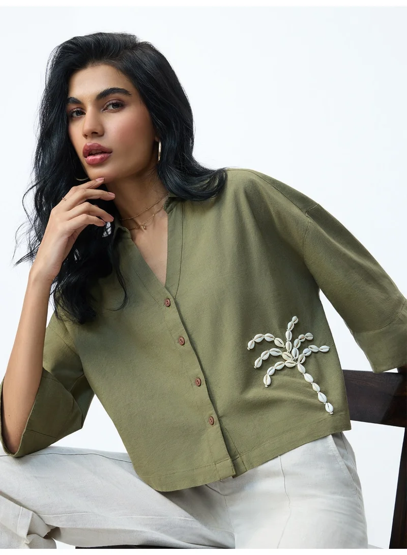 The Souled Store  Cotton Linen Shirt: Shelly  | Best Price UAE