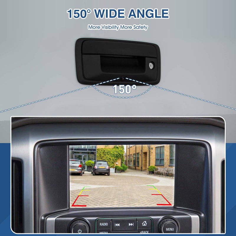 ACAUTO Tailgate Handle Backup Camera Fit for Chevy Silverado 2014-2018,Fit for GMC Sierra 2500HD 3500HD Canyon 2015-2018 Tailgate Reversing Rear View Park Assist Camera RCA Plug Replaces 23448681 - Image 3