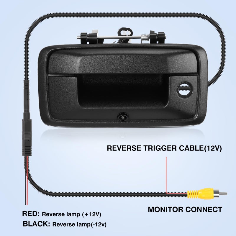 ACAUTO Tailgate Handle Backup Camera Fit for Chevy Silverado 2014-2018,Fit for GMC Sierra 2500HD 3500HD Canyon 2015-2018 Tailgate Reversing Rear View Park Assist Camera RCA Plug Replaces 23448681 - Image 5