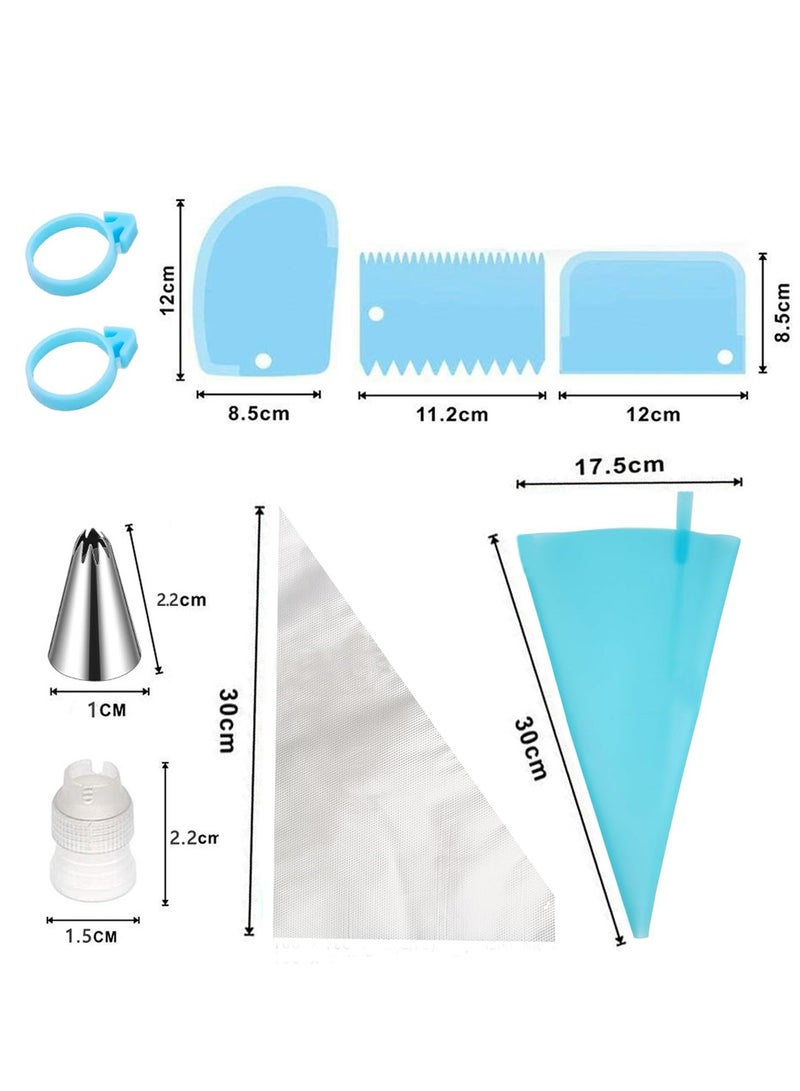 100 Piece 12 Inch Disposable Piping Bags and Tips Set, 12 Frosting Tips,2 Reusable Piping Bags, 2 Couplers, 2 Bag Ties & 3 Cake Scrapers, Cake Icing Kit - Image 4