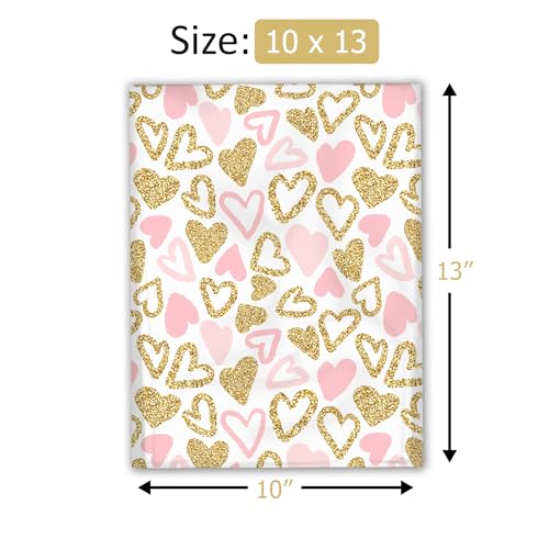 Pro Supply Global 10x13 (100) Pink and Gold Heart Valentine's Day Designer Poly Mailers Waterproof Self Sealing Tear Resistant Polymailers Shipping Envelopes Premium Printed Bags For Small Businesses - Image 4
