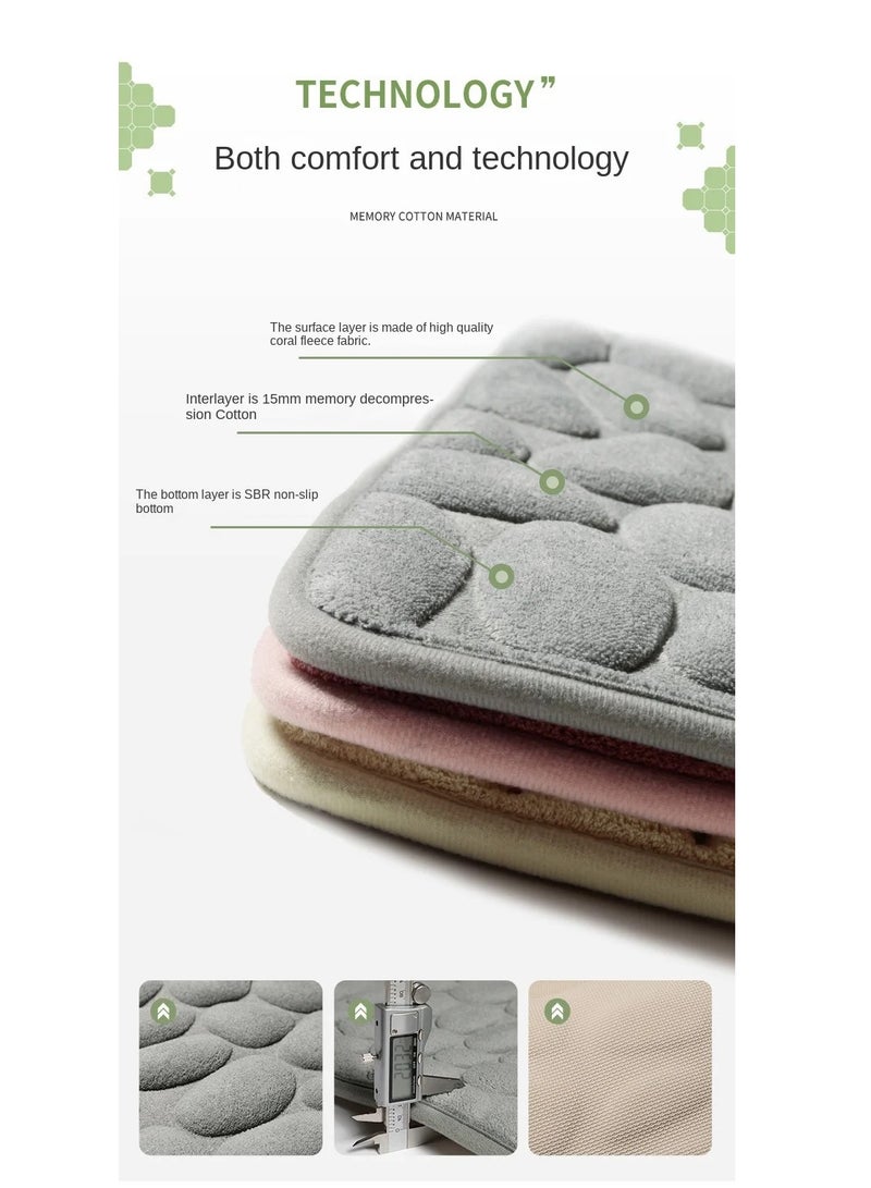 Bluejw سجادة مدخل مطبوعة بحجم 50x80 سم من الحجر الطبيعي، سجادة حمام بسيطة، سجادة امتصاص الرياح، سجادة مضادة للانزلاق، سجادة أرضية - Image 2