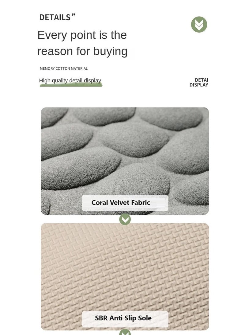 Bluejw سجادة مدخل مطبوعة بحجم 50x80 سم من الحجر الطبيعي، سجادة حمام بسيطة، سجادة امتصاص الرياح، سجادة مضادة للانزلاق، سجادة أرضية - Image 4