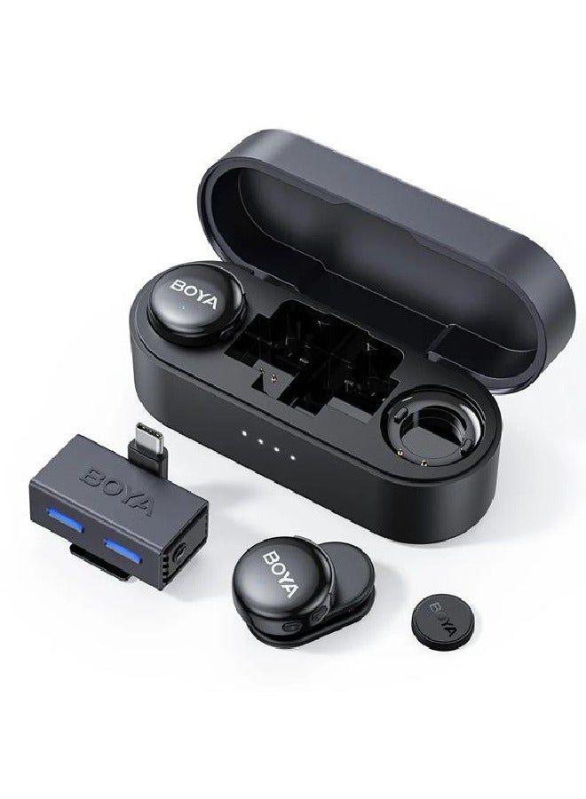 BOYA BOYALINK 3-02 Button-Sized 2.4Ghz Wireless Microphone System with Case for USB-C & 3.5mm Devices - Image 1