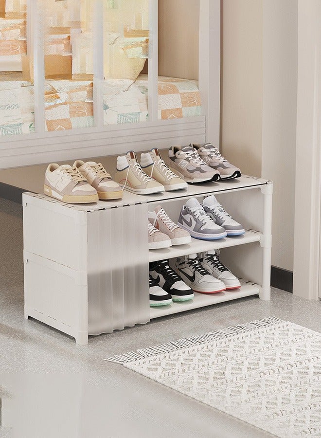XiuWoo 2-Tier Shoe Rack Storage Space Saver Shoe Organizer Shelves With Dustproof Curtain For Home Dormitory Apartment Entryway Living Room Bedroom Under Bed - Image 4