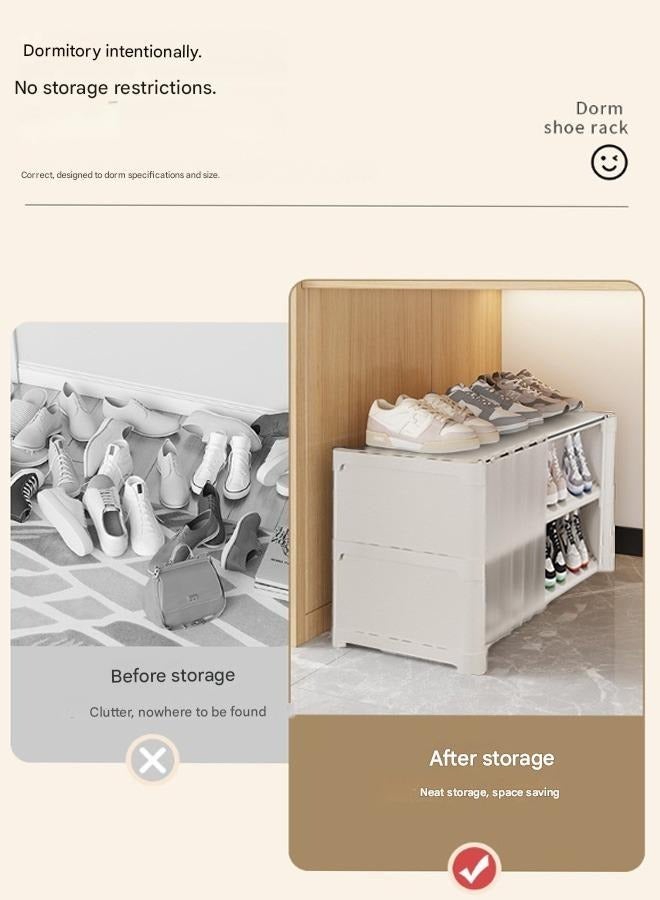 XiuWoo 2-Tier Shoe Rack Storage Space Saver Shoe Organizer Shelves With Dustproof Curtain For Home Dormitory Apartment Entryway Living Room Bedroom Under Bed - Image 2