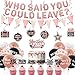 Roetyce Farewell Party Decorations Rose Gold Who Said You Could Leave Banner Balloons Cake Toppers Hanging Swirls Pink Going Away Retirement Leaving Party Decorations Coworker Goodbye Party Supplies - Image 3